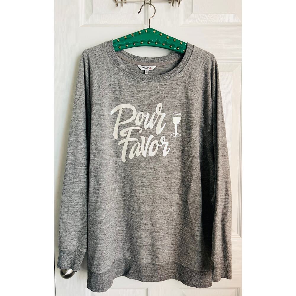 Wildfox Pour Favor Grey Sweater sz L